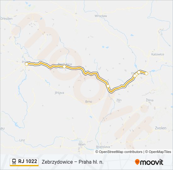 Поезд RJ 1022: карта маршрута