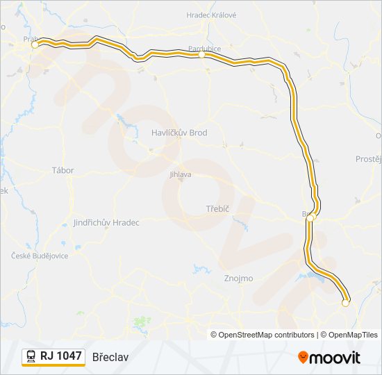 Поезд RJ 1047: карта маршрута
