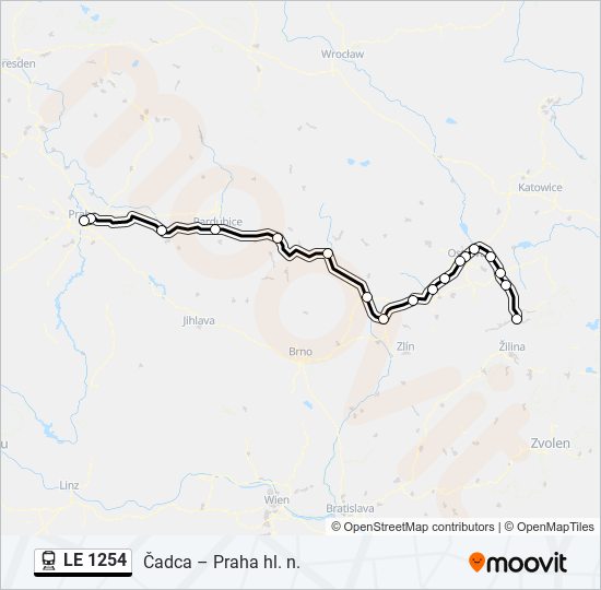 LE 1254 vlak Mapa linky