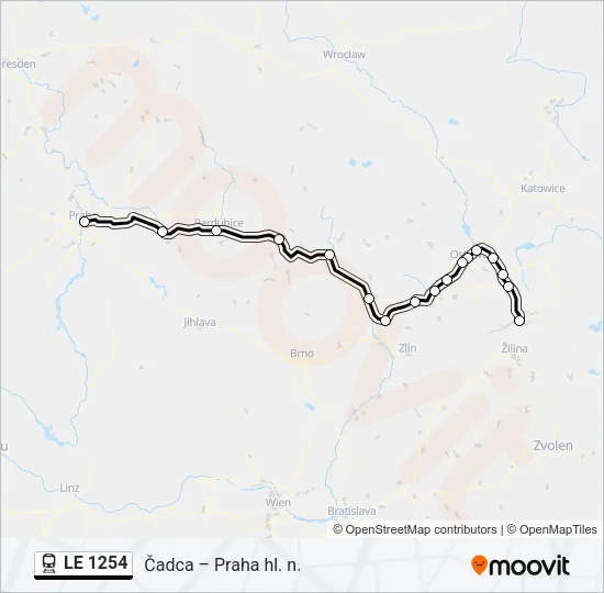 Поезд LE 1254: карта маршрута