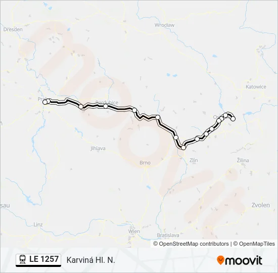 Поезд LE 1257: карта маршрута