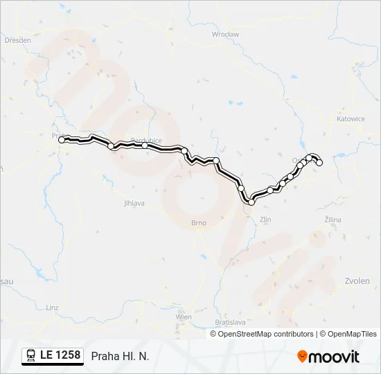 Поезд LE 1258: карта маршрута