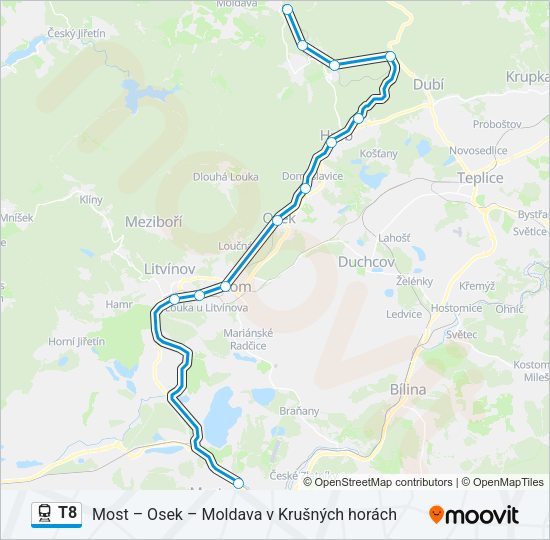 Поезд T8: карта маршрута