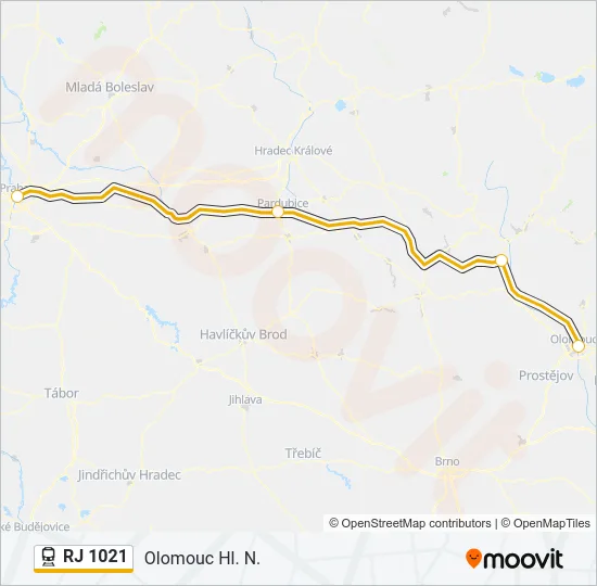 RJ 1021 Train Line Map