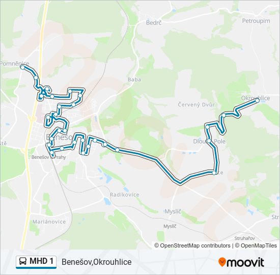 Автобус MHD 1: карта маршрута