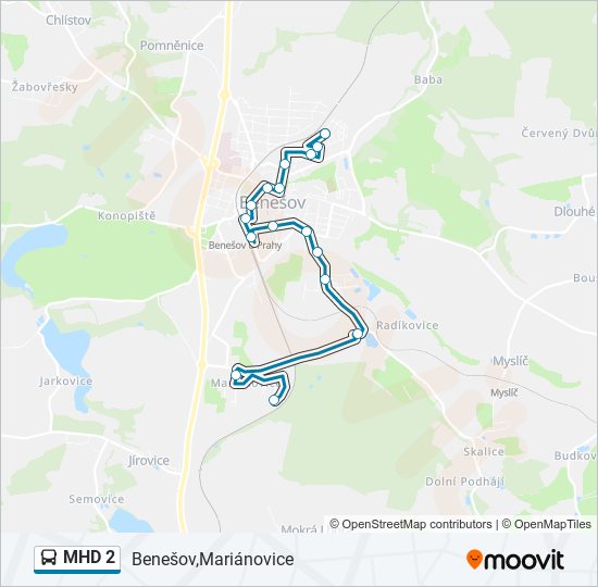 Автобус MHD 2: карта маршрута
