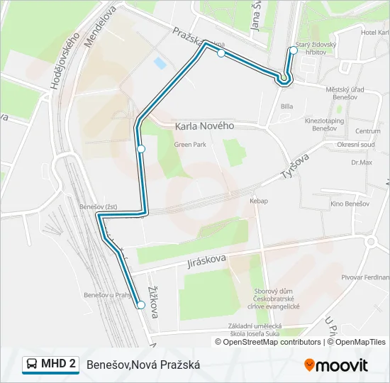  MHD 2: карта маршрута