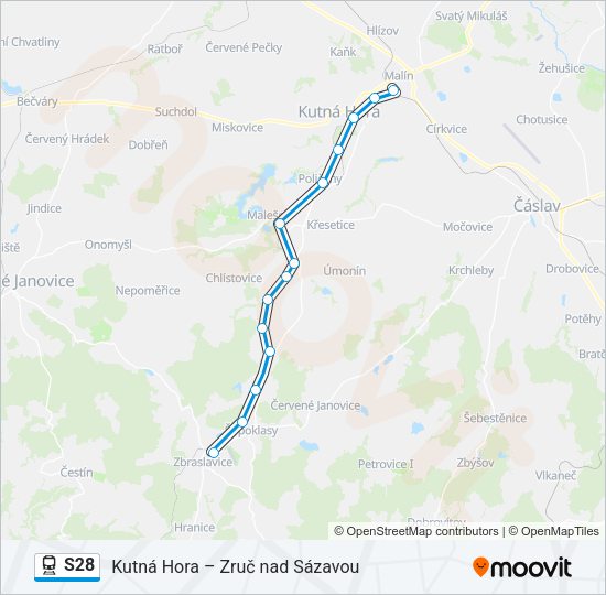 Поезд S28: карта маршрута