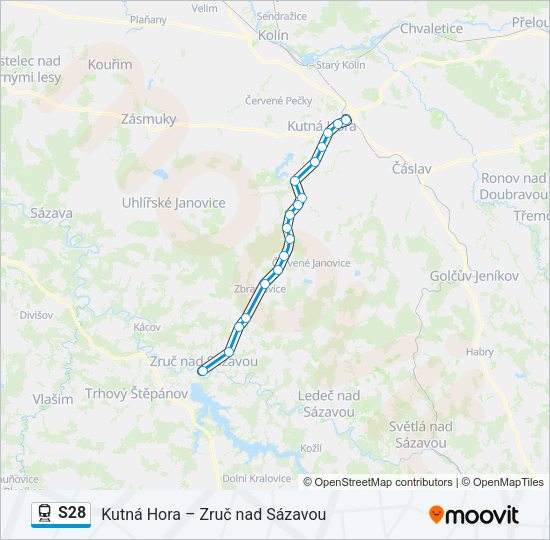 Поезд S28: карта маршрута