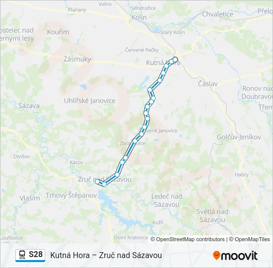 Поезд S28: карта маршрута