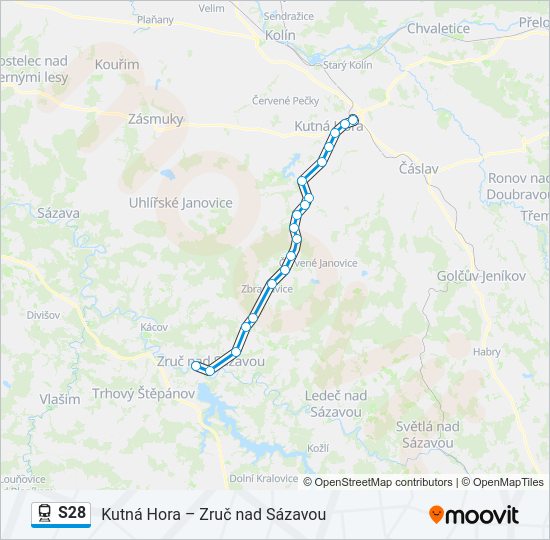Поезд S28: карта маршрута