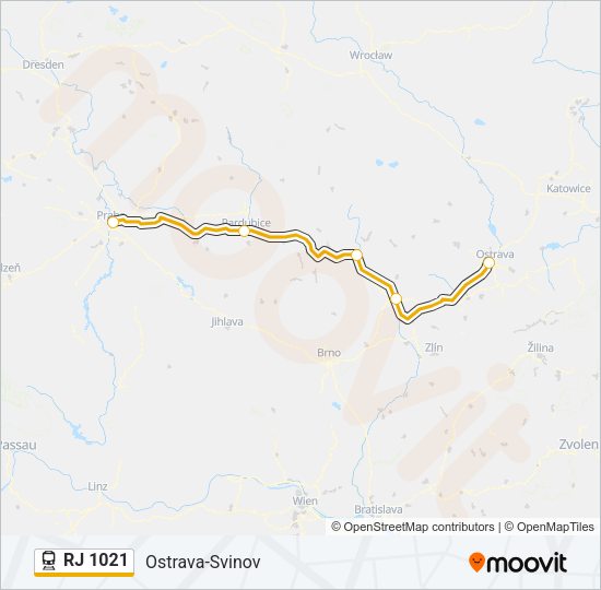 RJ 1021 Train Line Map