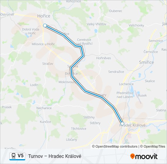 Поезд V5: карта маршрута