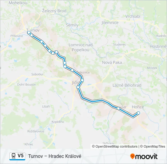 Поезд V5: карта маршрута