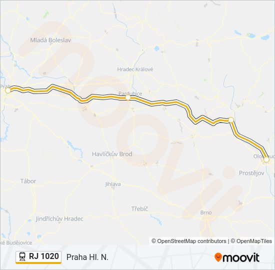 RJ 1020 Train Line Map