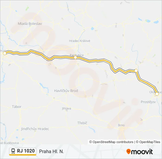 RJ 1020 Train Line Map