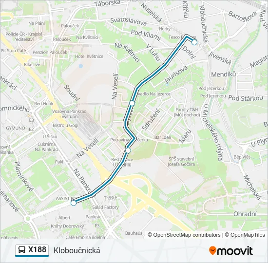 X188 Bus Line Map
