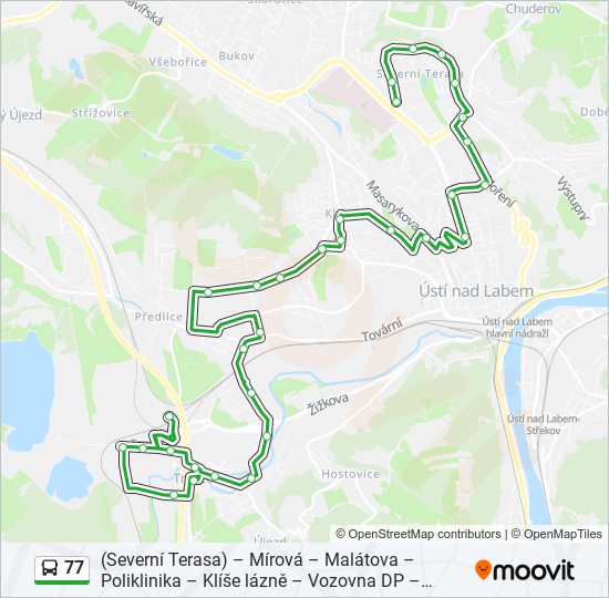 77 autobus Mapa linky