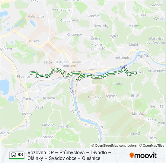83 autobus Mapa linky