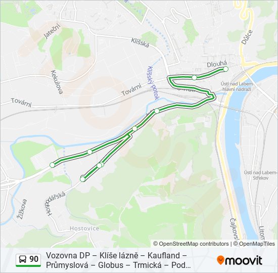 90 autobus Mapa linky