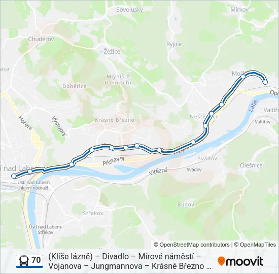 70 Trolleybus Line Map