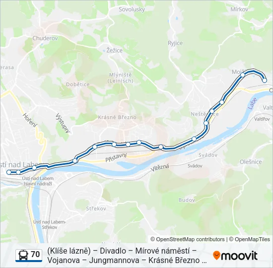 70 Trolleybus Line Map