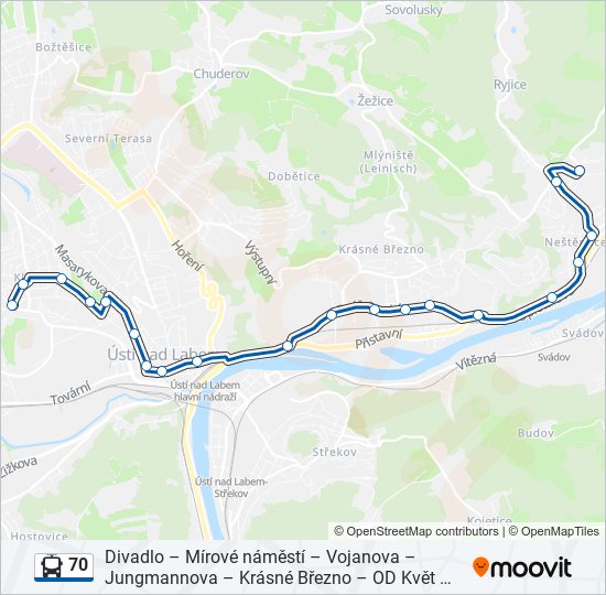 70 trolleybus Line Map