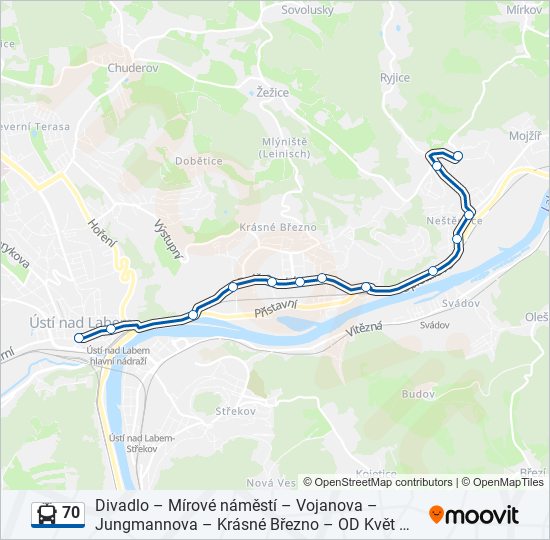 70 trolleybus Line Map