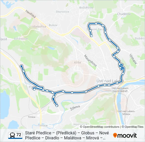 72 Trolleybus Line Map