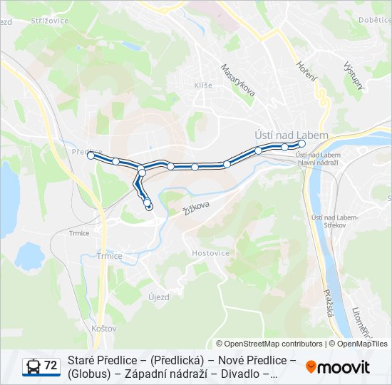 72 Trolleybus Line Map