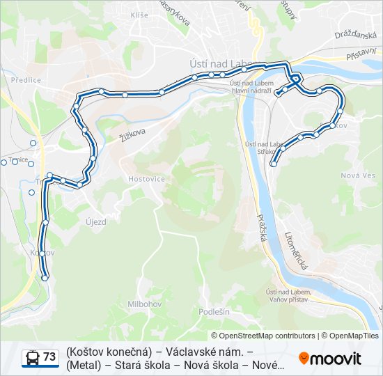 73 trolleybus Line Map