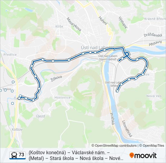 73 trolleybus Line Map