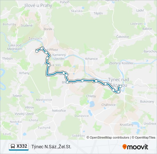 X332 bus Line Map