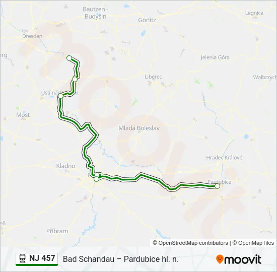 Поезд NJ 457: карта маршрута