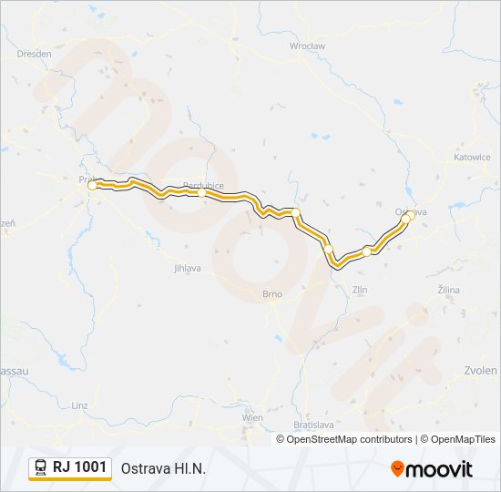 RJ 1001 Train Line Map