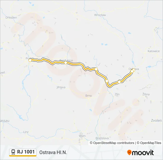 RJ 1001 Train Line Map