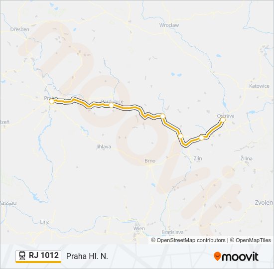 Поезд RJ 1012: карта маршрута
