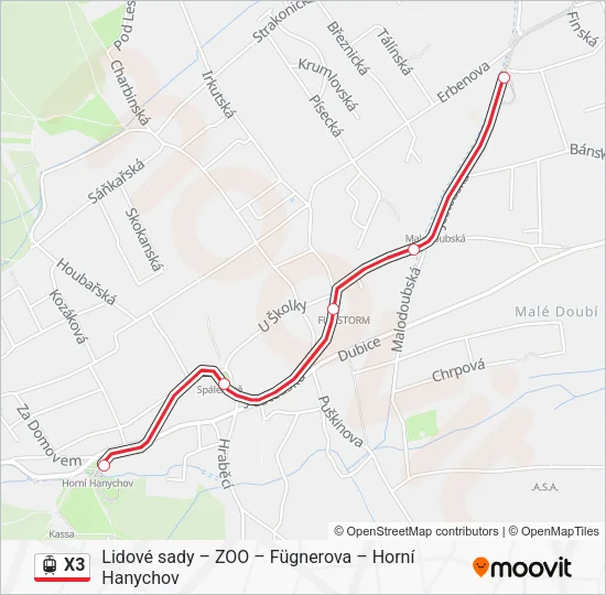 Трамвай X3: карта маршрута