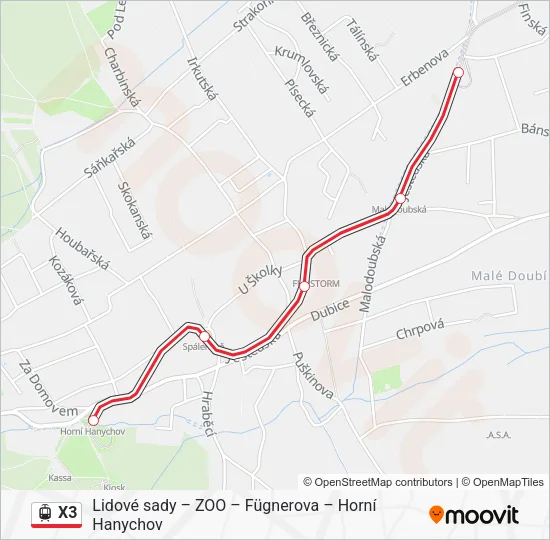 Трамвай X3: карта маршрута