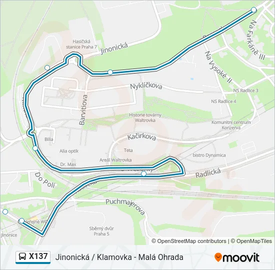 Автобус X137: карта маршрута