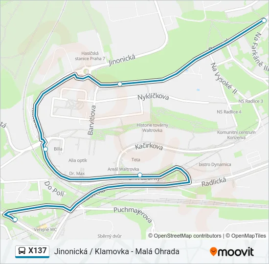 Автобус X137: карта маршрута