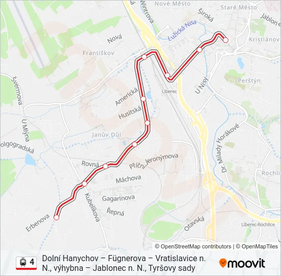 Трамвай 4: карта маршрута
