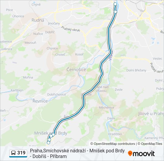 319 autobus Mapa linky