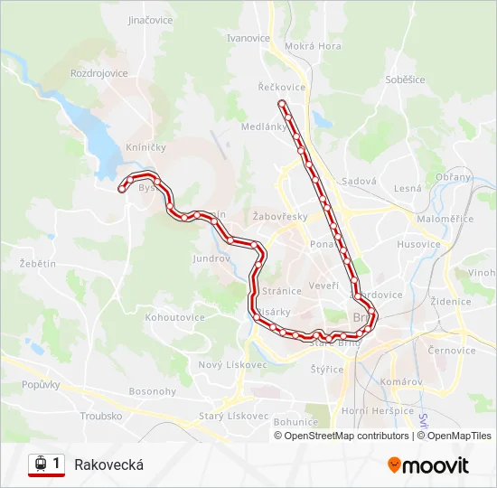 Трамвай 1: карта маршрута