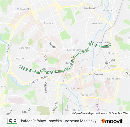 Трамвай 2: карта маршрута