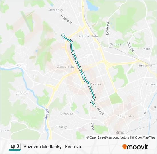 Трамвай 3: карта маршрута