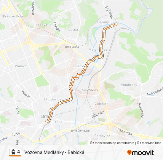 Трамвай 4: карта маршрута