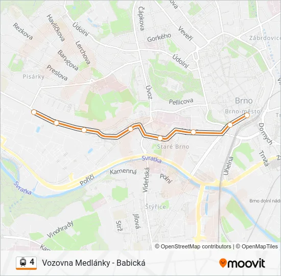 Трамвай 4: карта маршрута