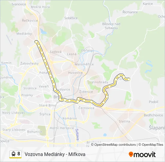 Трамвай 8: карта маршрута