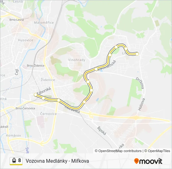 Трамвай 8: карта маршрута